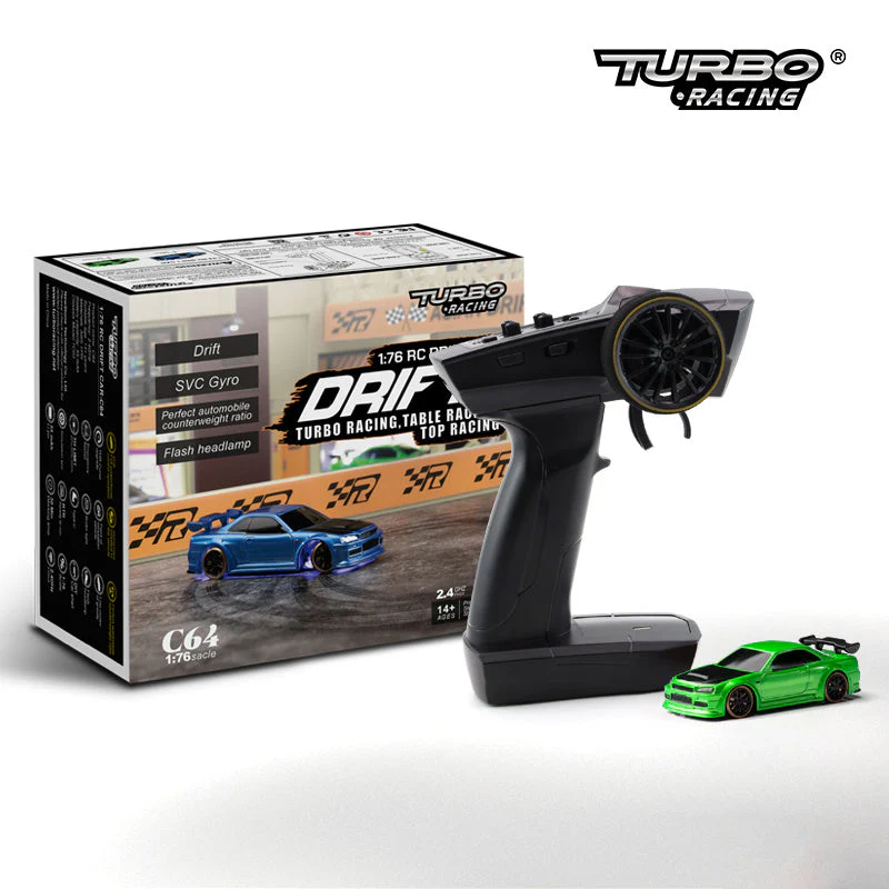 1:76 RC Drift Auto C64 für Jungen, Turbo Racing, Tischrennen, Modellauto mit SVC Gyro und LED - Image 8