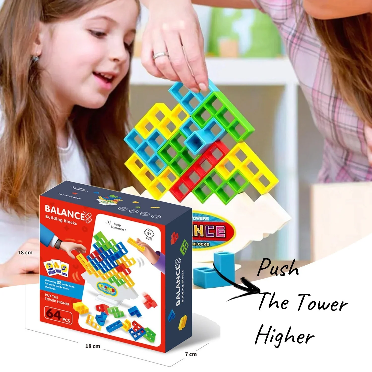 Balance Bausteine Geschicklichkeitsspiel für Kinder – Lern- & Stapelspiel ab 3 Jahren