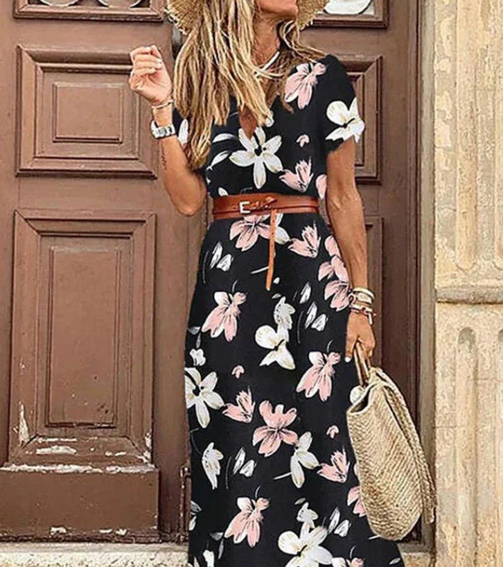 Barbara – V-Ausschnitt Blumenkleid im Simiya-Stil - Image 13
