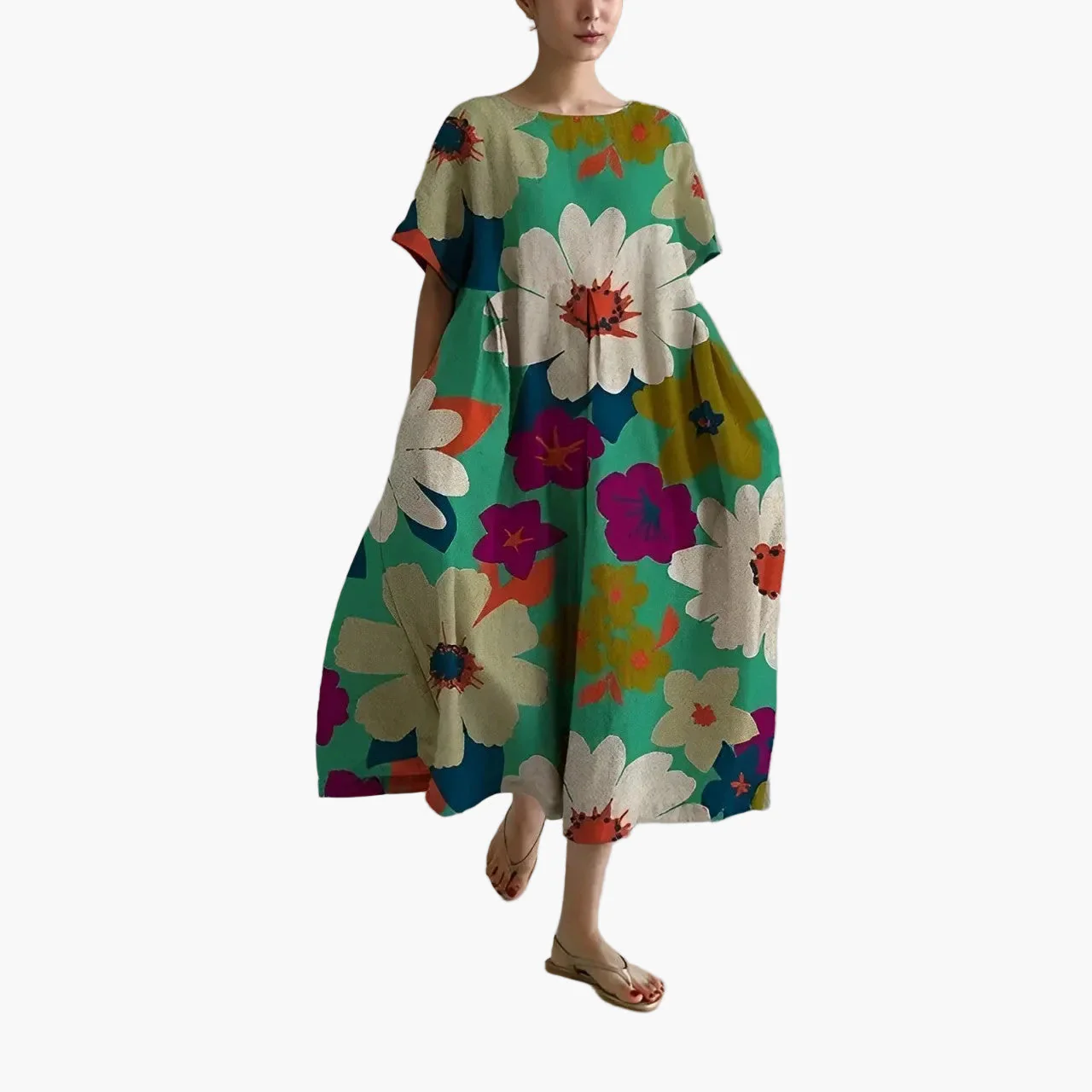Damen A-Linien Maxikleid mit großem Blumenmuster – Modernes Freizeitkleid für Sommer & Urlaub - Image 10
