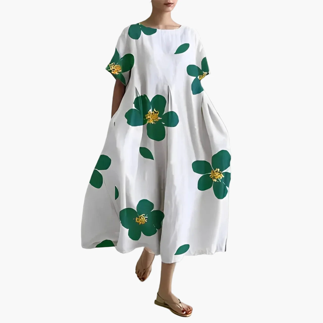 Damen A-Linien Maxikleid mit großem Blumenmuster – Modernes Freizeitkleid für Sommer & Urlaub - Image 2