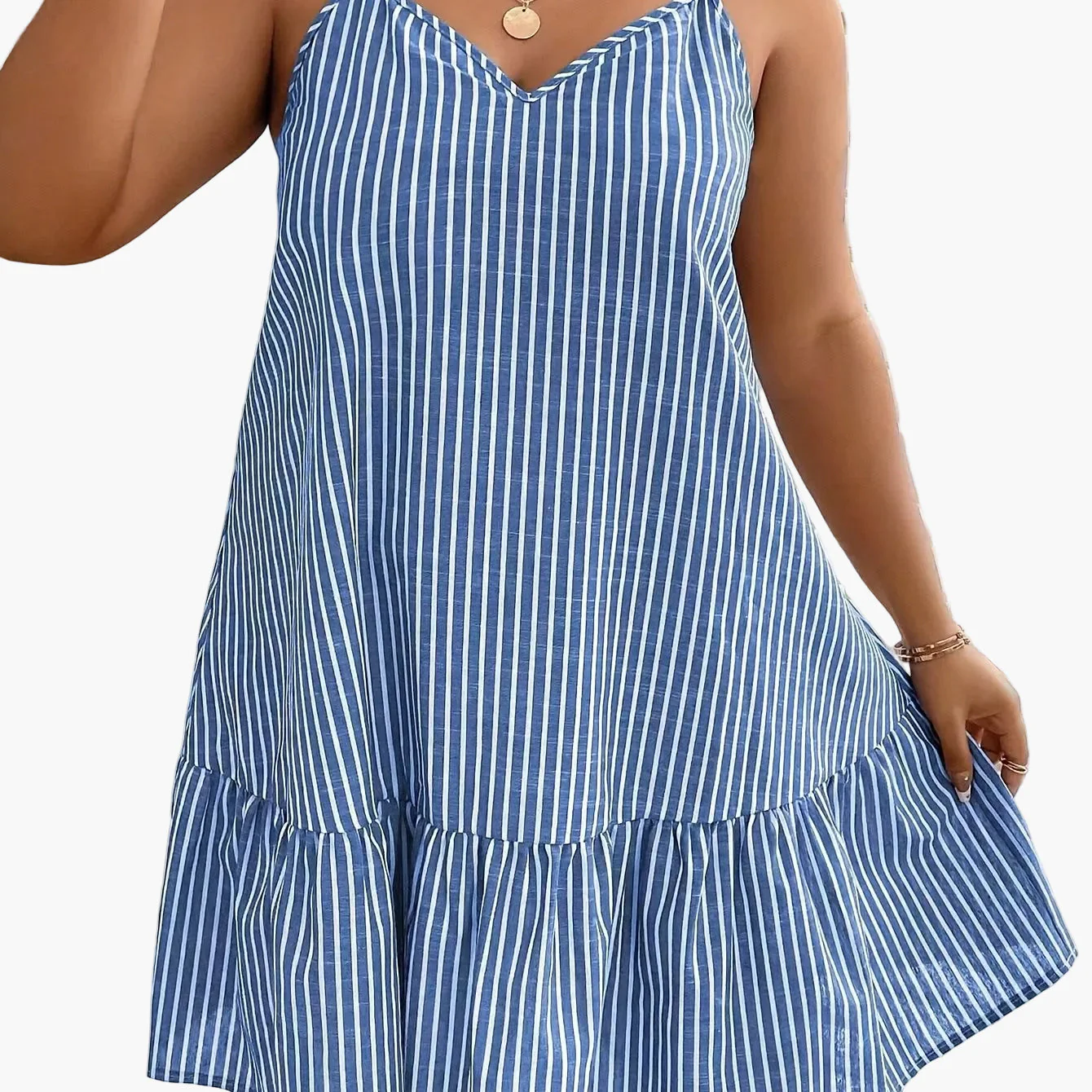 Damen A-Linien Sommerkleid mit Streifenmuster und Spaghettiträgern – Freizeit & Elegante Mode - Image 5