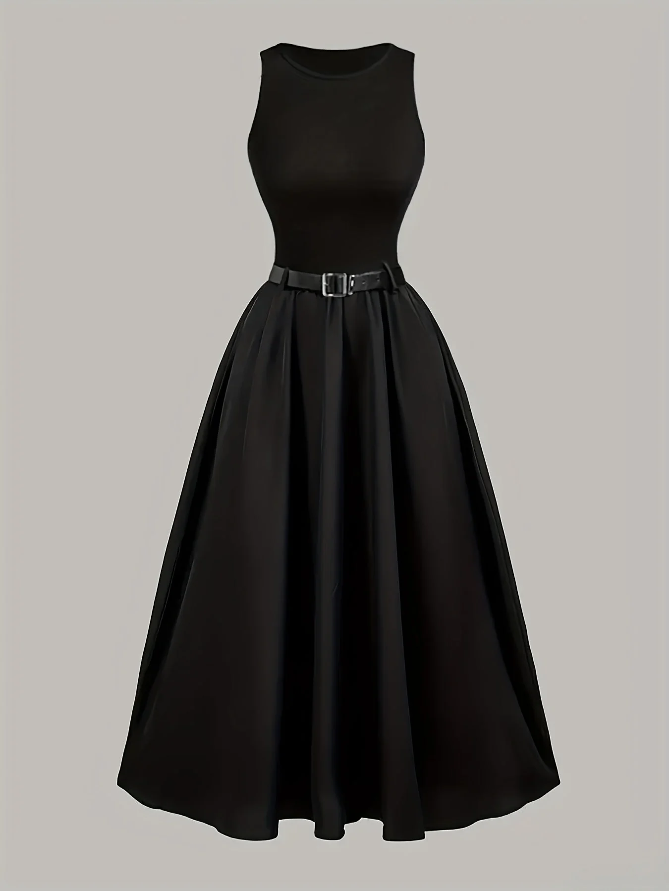Damen Abendkleid Elegant A-Linie mit Gürtel, ärmellos, festlich und stilvoll für besondere Anlässe