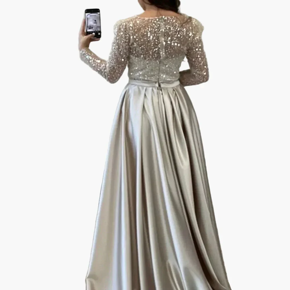 Damen Abendkleid Elegant Langarm Glitzer Partykleid für besondere Anlässe - Image 2