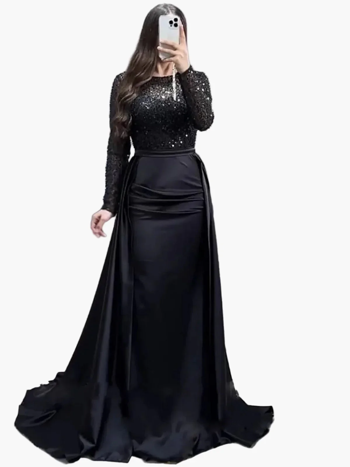 Damen Abendkleid Elegant Langarm Glitzer Partykleid für besondere Anlässe - Image 3