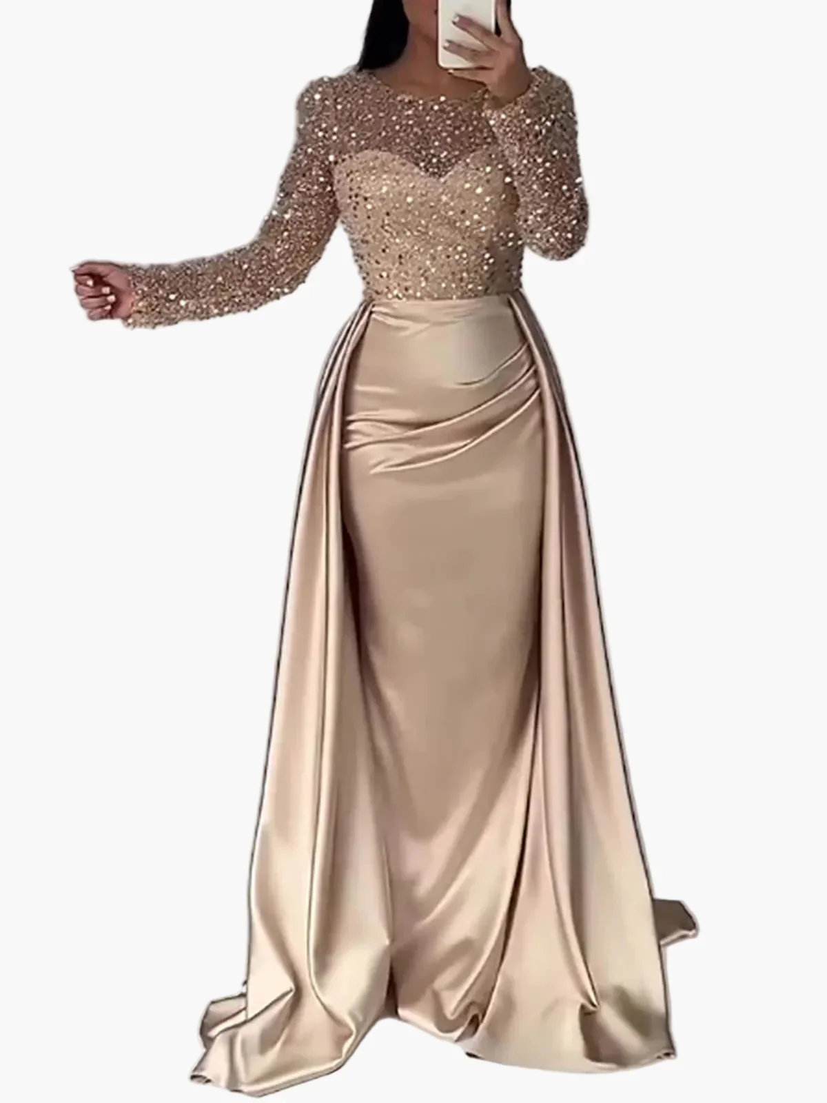 Damen Abendkleid Elegant Langarm Glitzer Partykleid für besondere Anlässe - Image 4