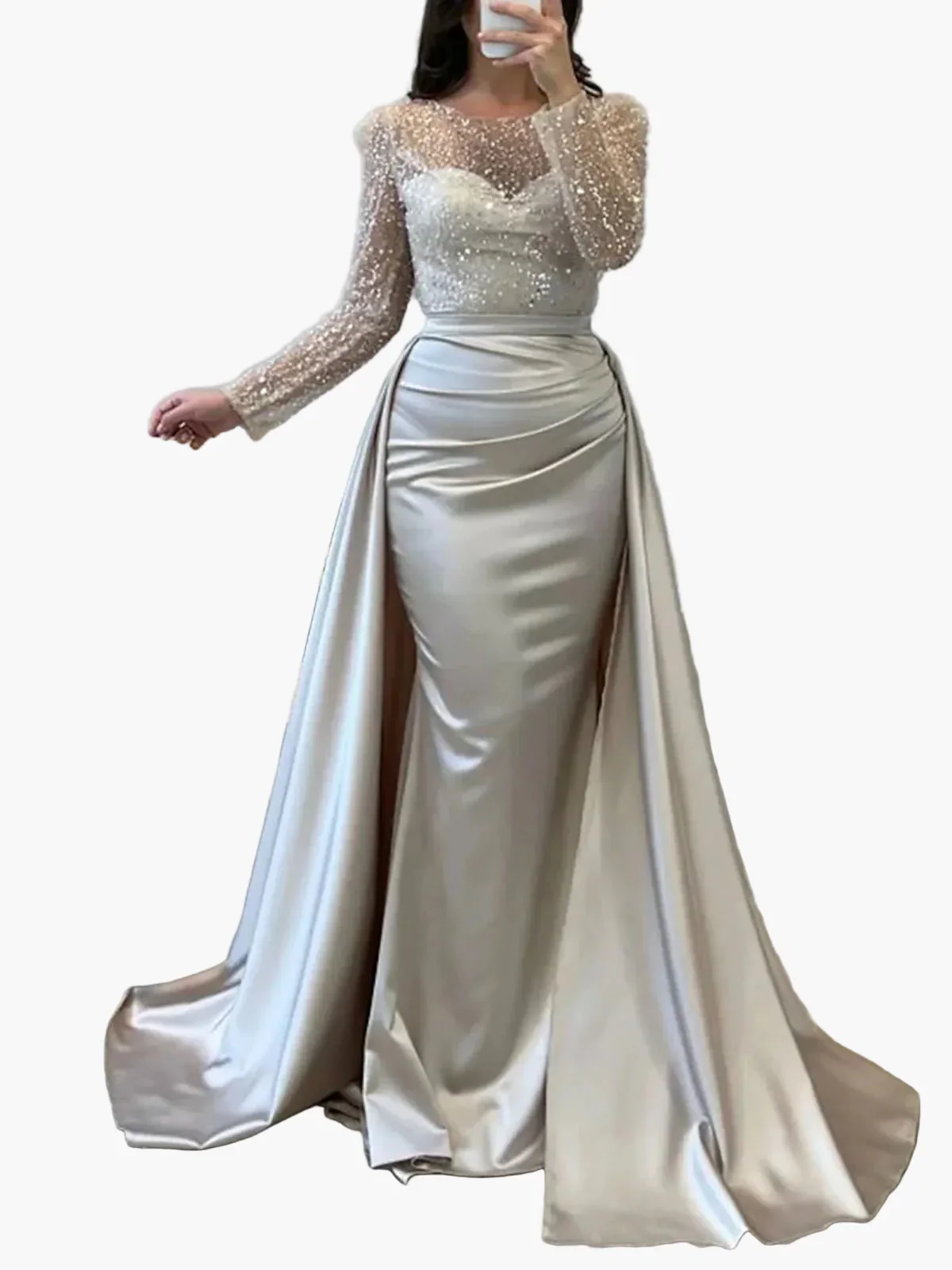 Damen Abendkleid Elegant Langarm Glitzer Partykleid für besondere Anlässe - Image 5