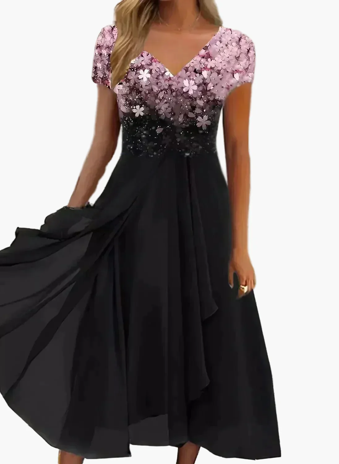 Damen Abendkleid Elegant mit Blumenmuster – Perfekt für festliche Anlässe und Gala - Image 2