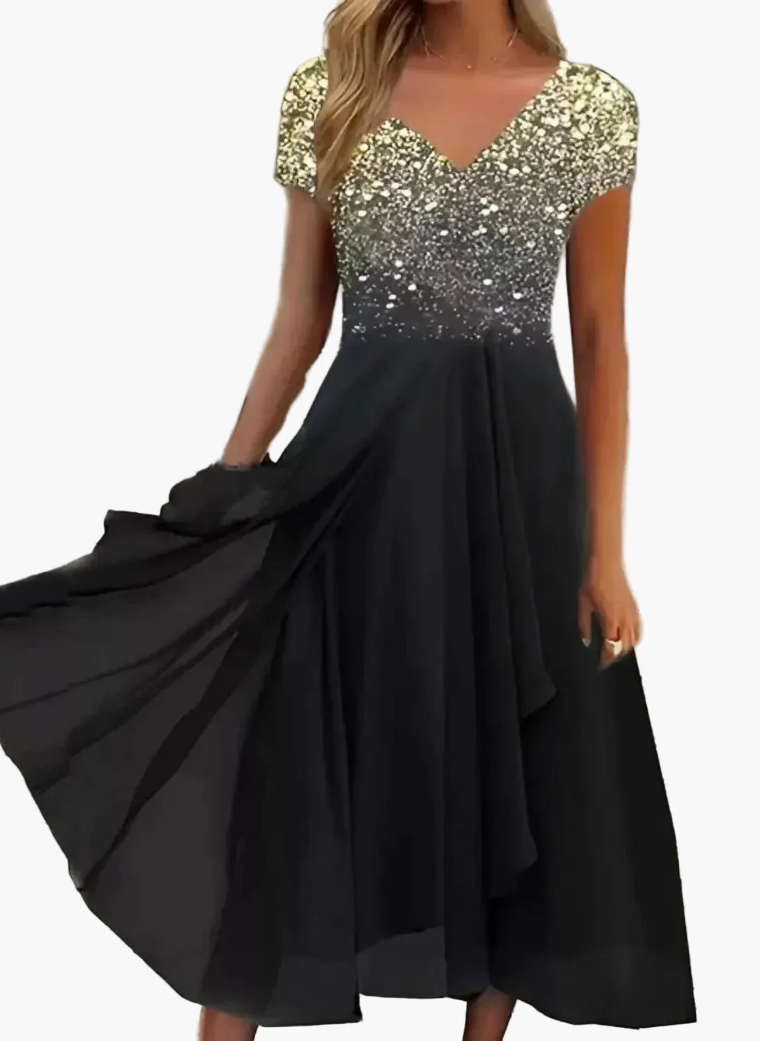 Damen Abendkleid Elegant mit Blumenmuster – Perfekt für festliche Anlässe und Gala - Image 3