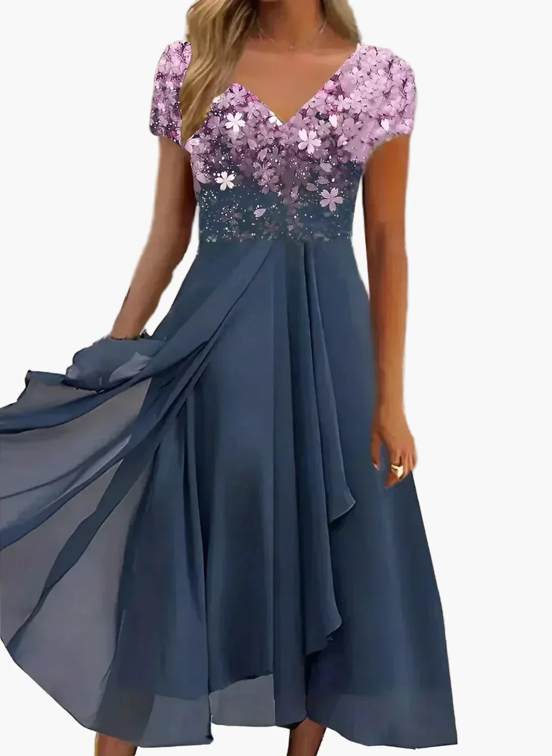 Damen Abendkleid Elegant mit Blumenmuster – Perfekt für festliche Anlässe und Gala - Image 4