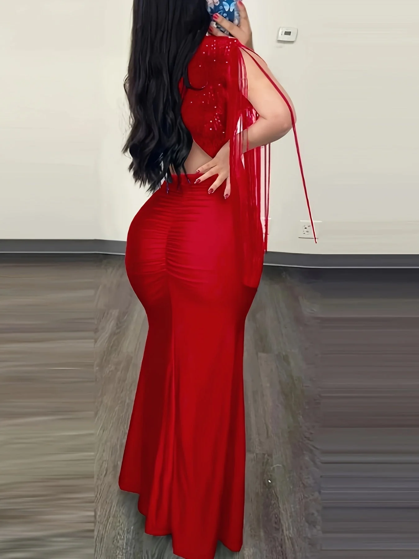 Damen Abendkleid Elegant mit Fransen und Schlitz – Bodycon Maxikleid für festliche Anlässe - Image 6