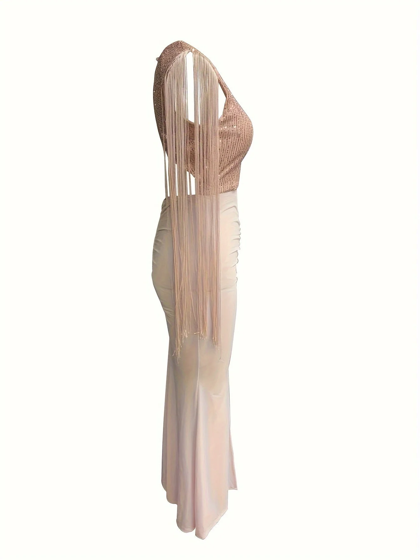 Damen Abendkleid Elegant mit Fransen und Schlitz – Bodycon Maxikleid für festliche Anlässe - Image 8