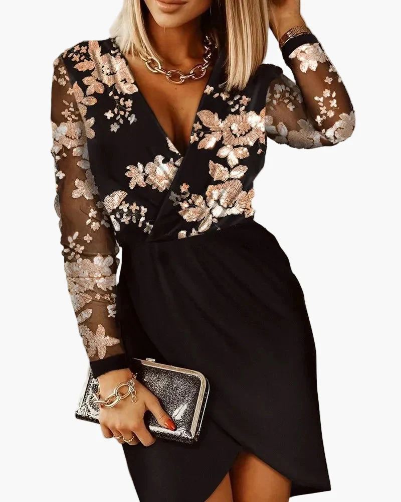 Damen Abendkleid Elegant mit Pailletten und Wickeloptik – Perfekt für festliche Anlässe - Image 4