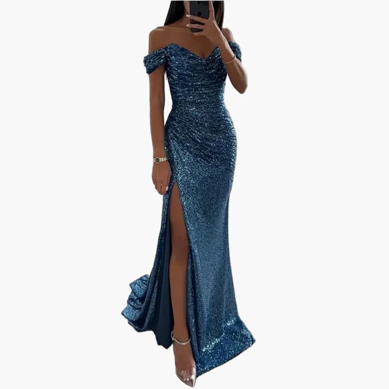 Damen Abendkleid Elegant Schulterfrei mit Schlitz – Perfekt für Gala, Ball oder Festliche Anlässe - Image 4