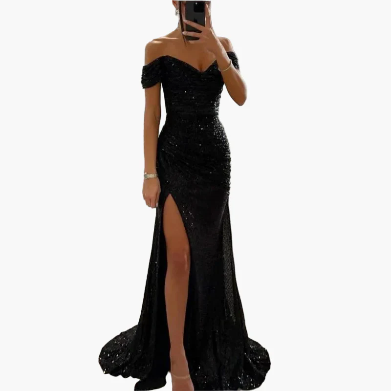 Damen Abendkleid Elegant Schulterfrei mit Schlitz – Perfekt für Gala, Ball oder Festliche Anlässe - Image 5