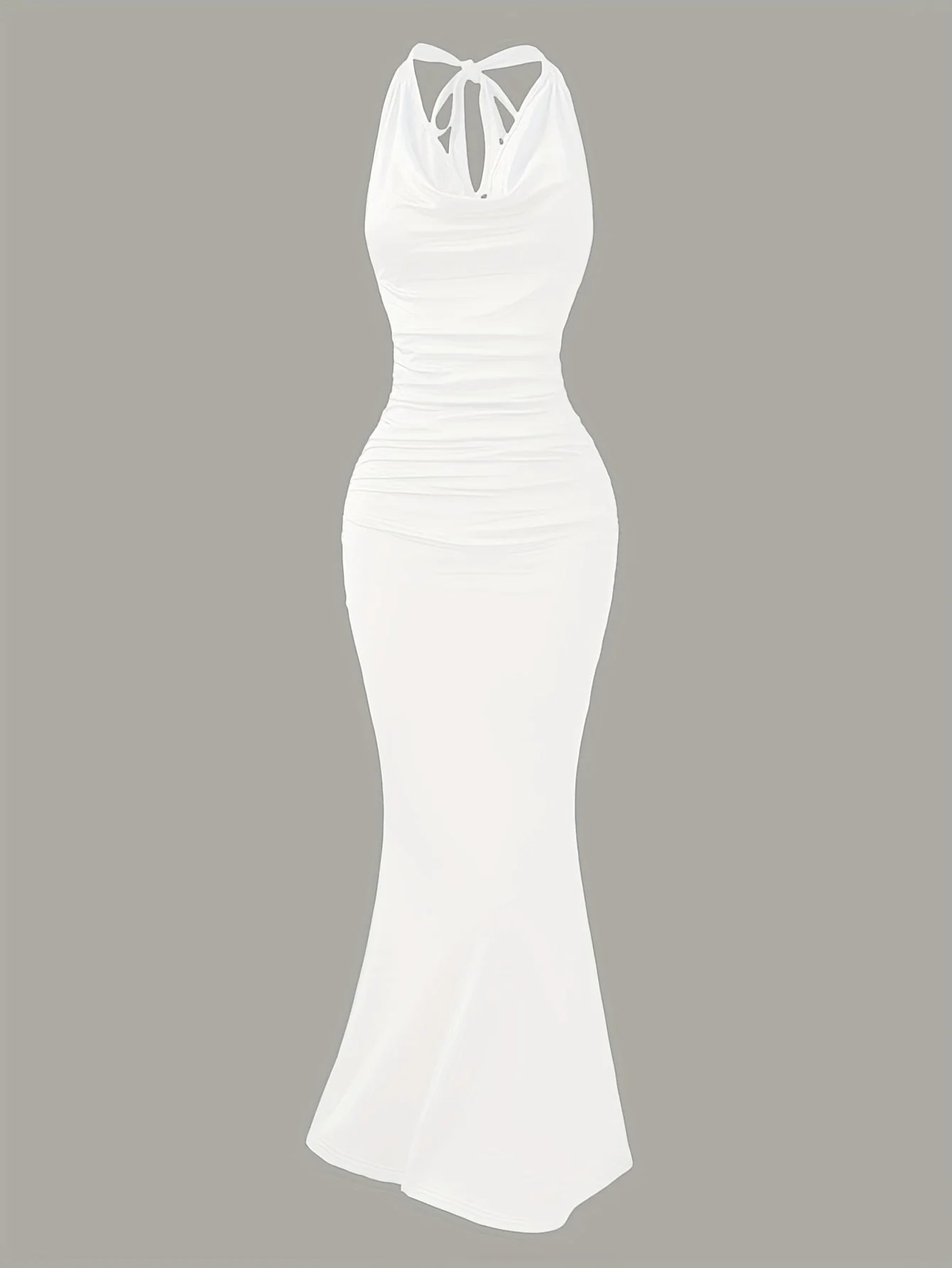 Damen Abendkleid mit Wasserfallausschnitt und Rückenbindung – Elegantes Maxikleid für festliche Anlässe - Image 2
