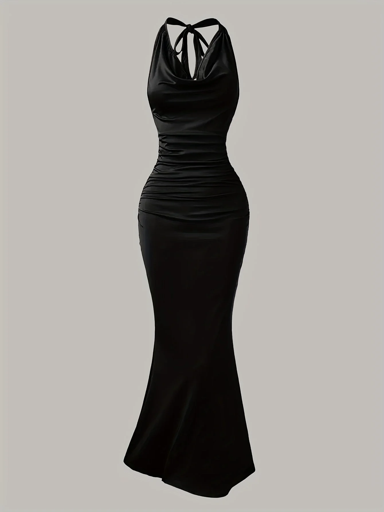 Damen Abendkleid mit Wasserfallausschnitt und Rückenbindung – Elegantes Maxikleid für festliche Anlässe - Image 4
