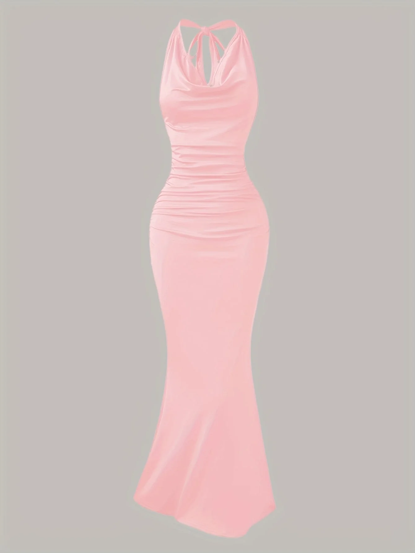 Damen Abendkleid mit Wasserfallausschnitt und Rückenbindung – Elegantes Maxikleid für festliche Anlässe - Image 5