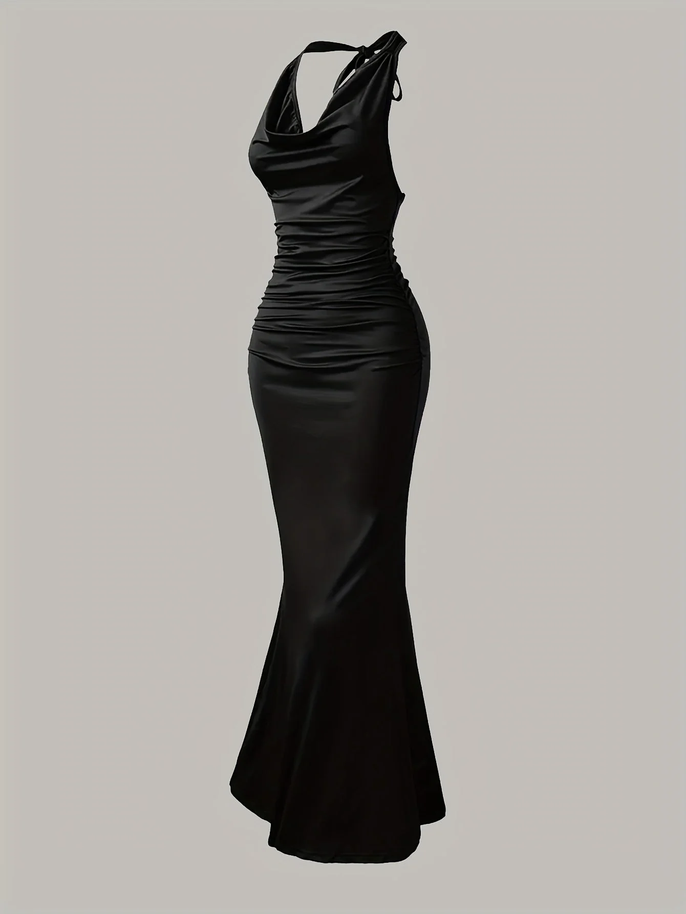 Damen Abendkleid mit Wasserfallausschnitt und Rückenbindung – Elegantes Maxikleid für festliche Anlässe - Image 6