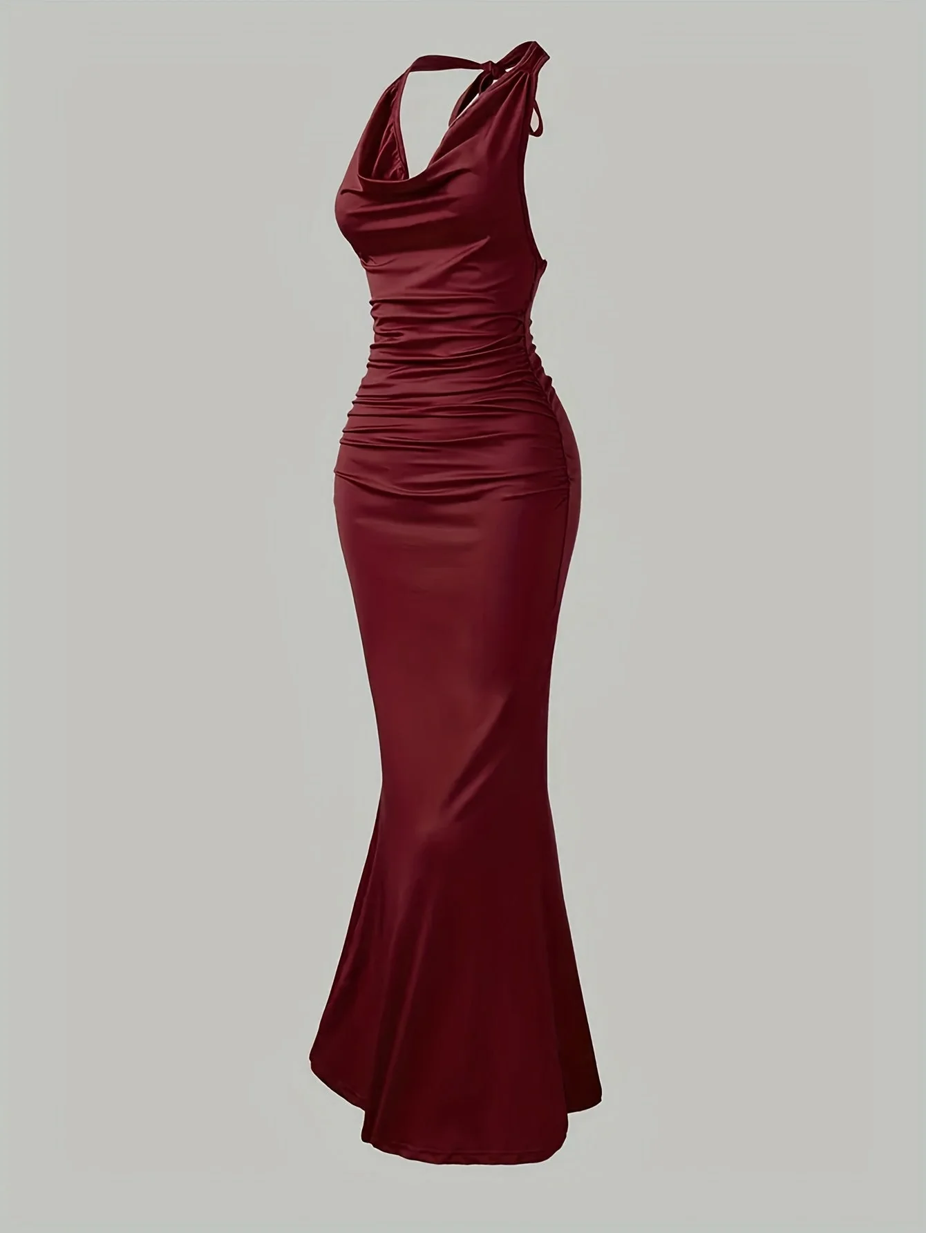Damen Abendkleid mit Wasserfallausschnitt und Rückenbindung – Elegantes Maxikleid für festliche Anlässe - Image 8
