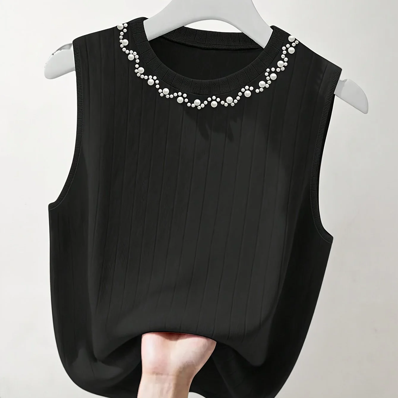 Damen ärmelloses Stricktop mit Perlenbesatz – Eleganter Freizeit-Look für Frühling und Sommer - Image 11