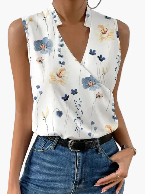 Damen Ärmeloses Wickelblusenshirt mit V-Ausschnitt – Eleganter Sommer-Style für Freizeit und Büro - Image 4