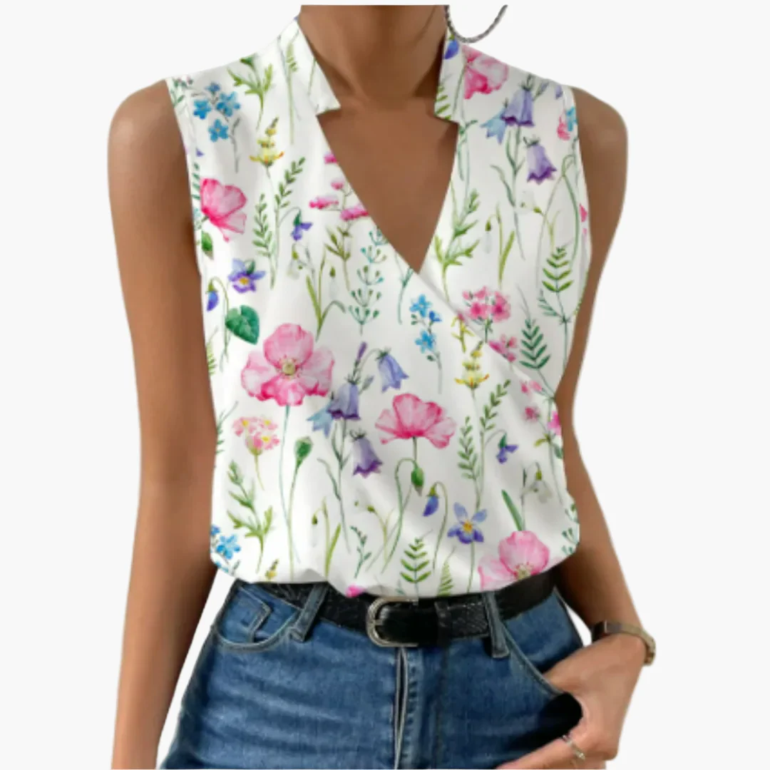 Damen Ärmeloses Wickelblusenshirt mit V-Ausschnitt – Eleganter Sommer-Style für Freizeit und Büro - Image 6