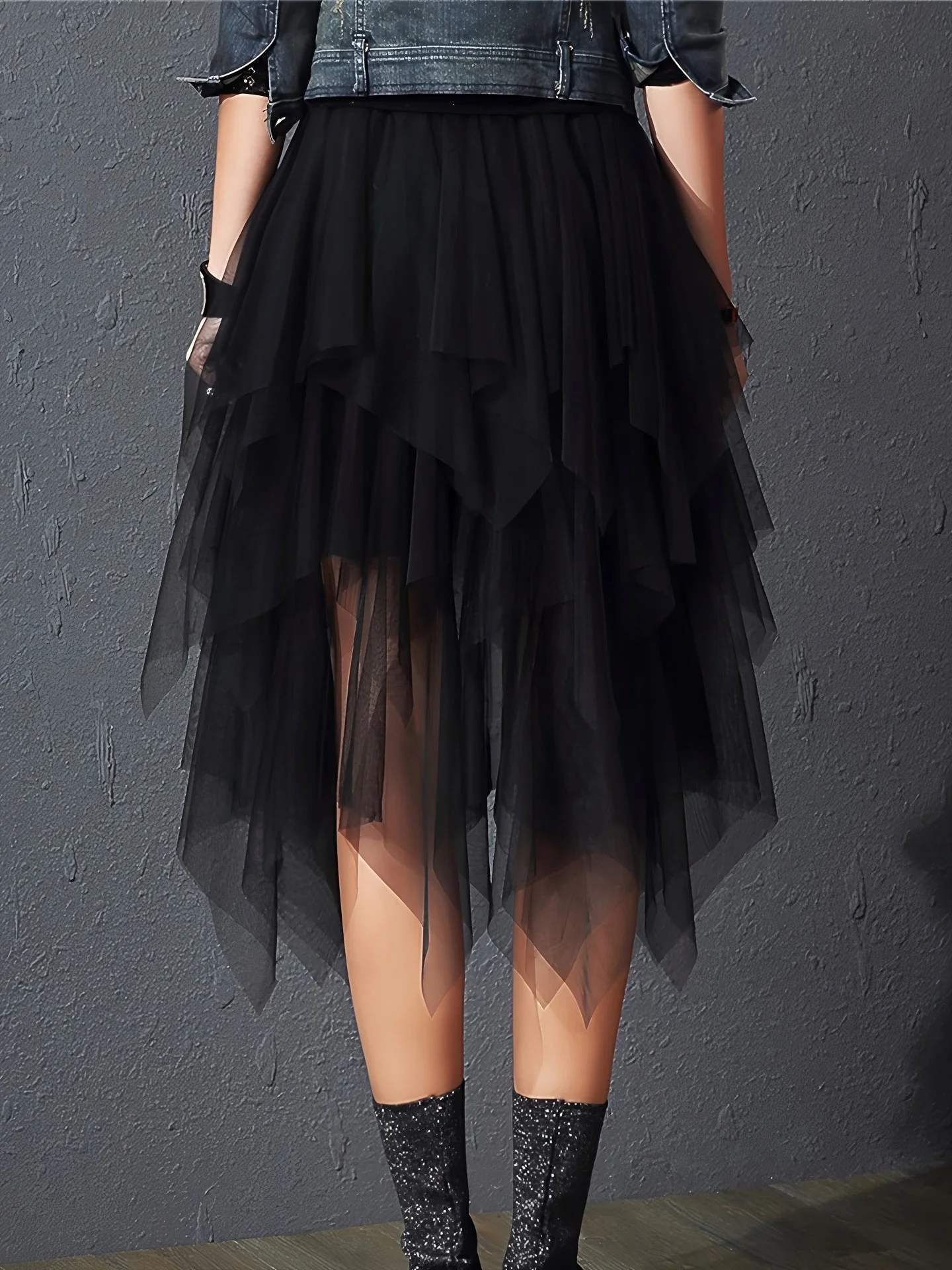 Damen Asymmetrischer Tüllrock im Lagenlook – Eleganter Party- und Streetstyle - Image 2