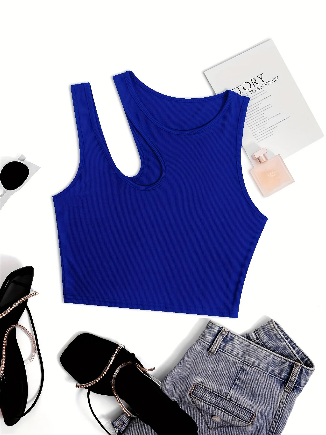 Damen Asymmetrisches Crop Top für Sommer – Modisches Party- und Freizeitoberteil