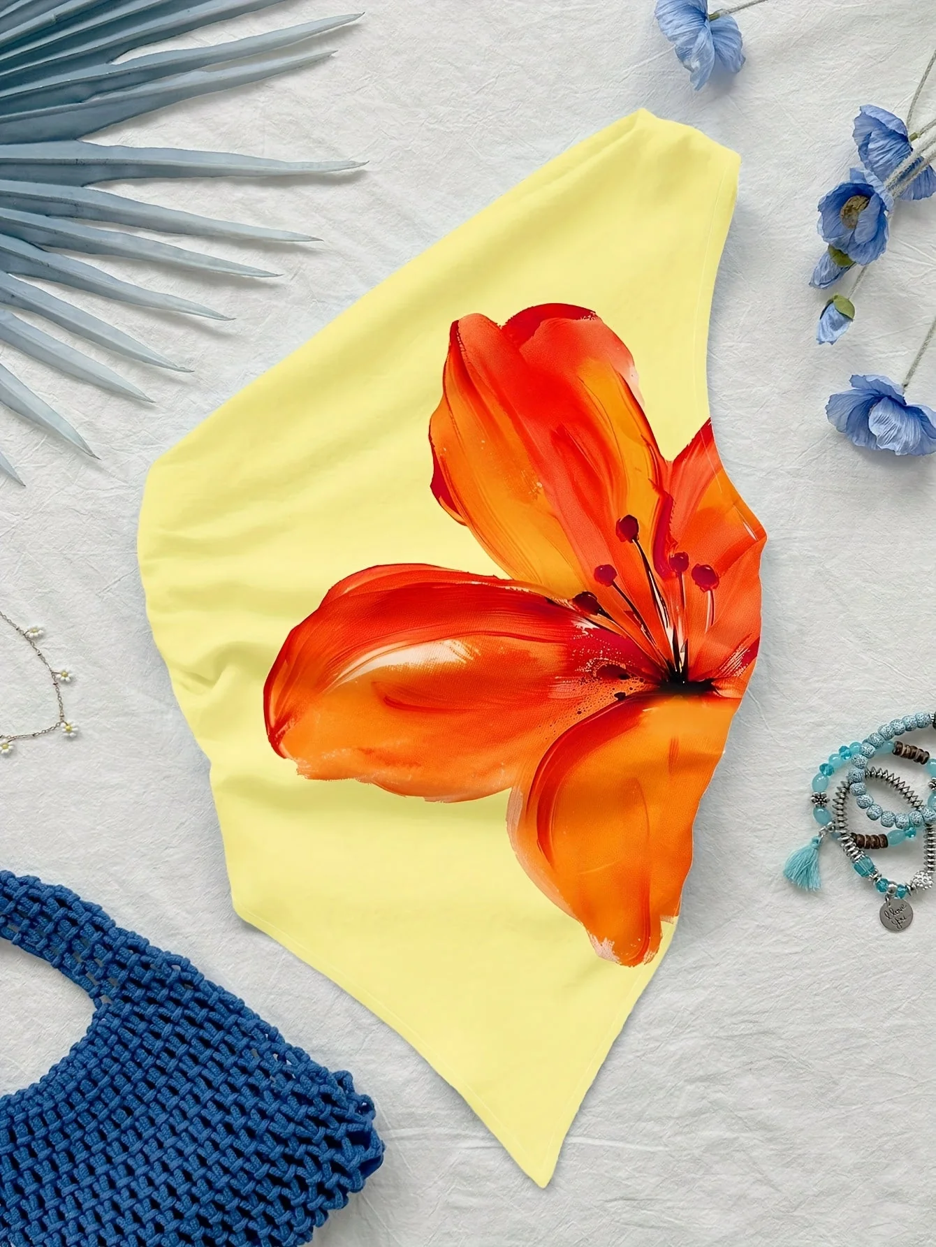 Damen Asymmetrisches Freizeit-Top mit Blumenmuster für den Sommer - Image 3