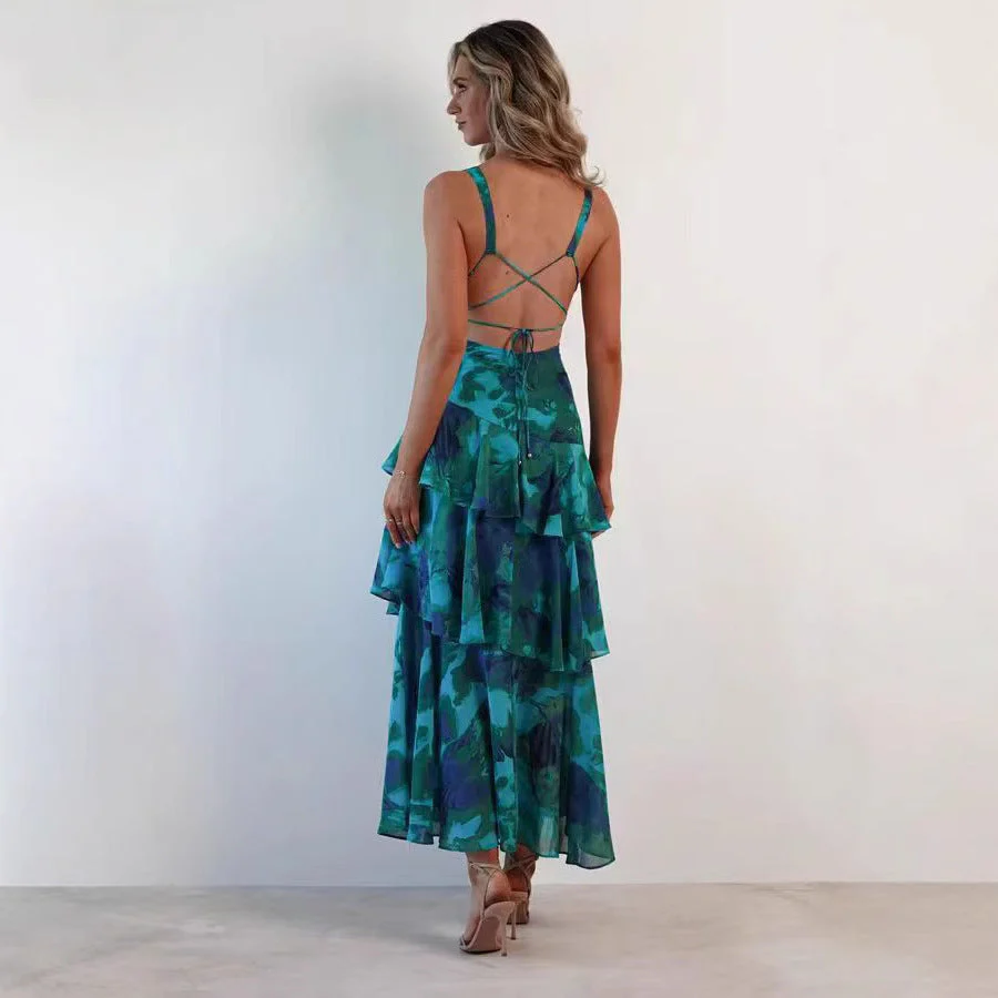 Damen Asymmetrisches Volant-Maxikleid für festliche Anlässe und Partys - Image 4