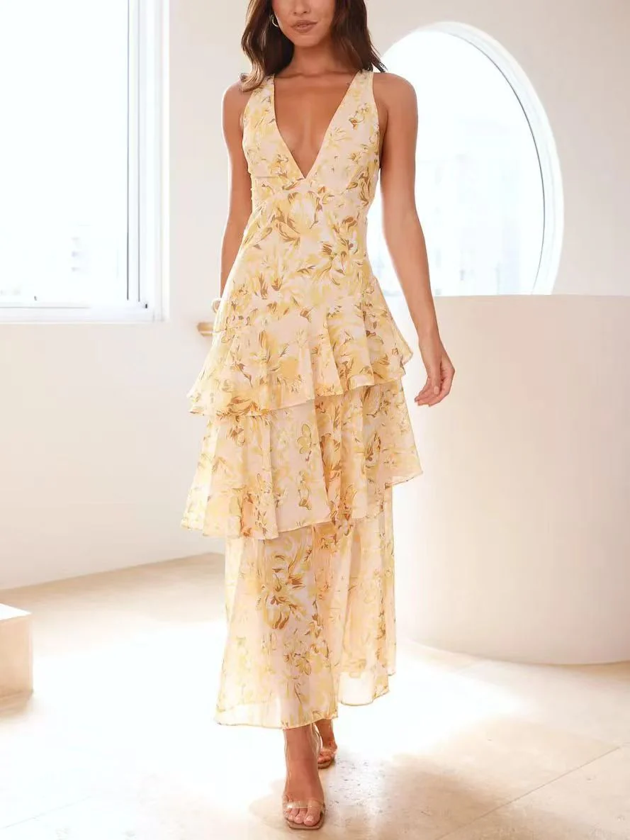 Damen Asymmetrisches Volant-Maxikleid für festliche Anlässe und Partys - Image 8