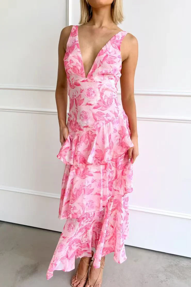 Damen Asymmetrisches Volant-Maxikleid für festliche Anlässe und Partys - Image 9