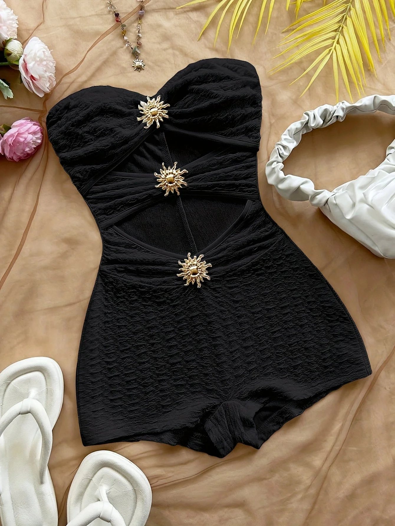 Damen Badeanzug im Retro-Style mit Leopardenmuster und Cut-Out-Design – Modischer Bandeau-Swimsuit für den Sommer - Image 3