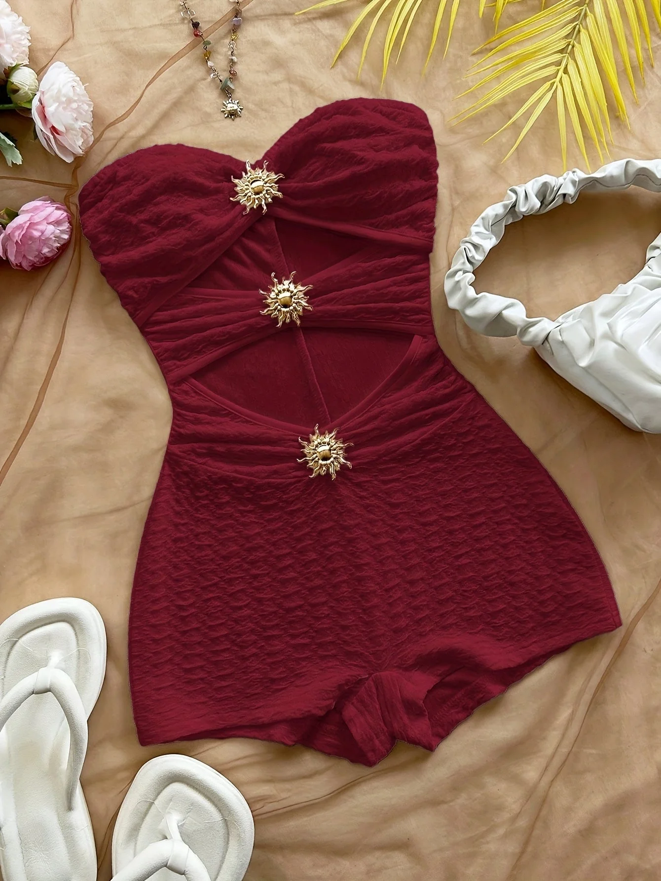 Damen Badeanzug im Retro-Style mit Leopardenmuster und Cut-Out-Design – Modischer Bandeau-Swimsuit für den Sommer - Image 4