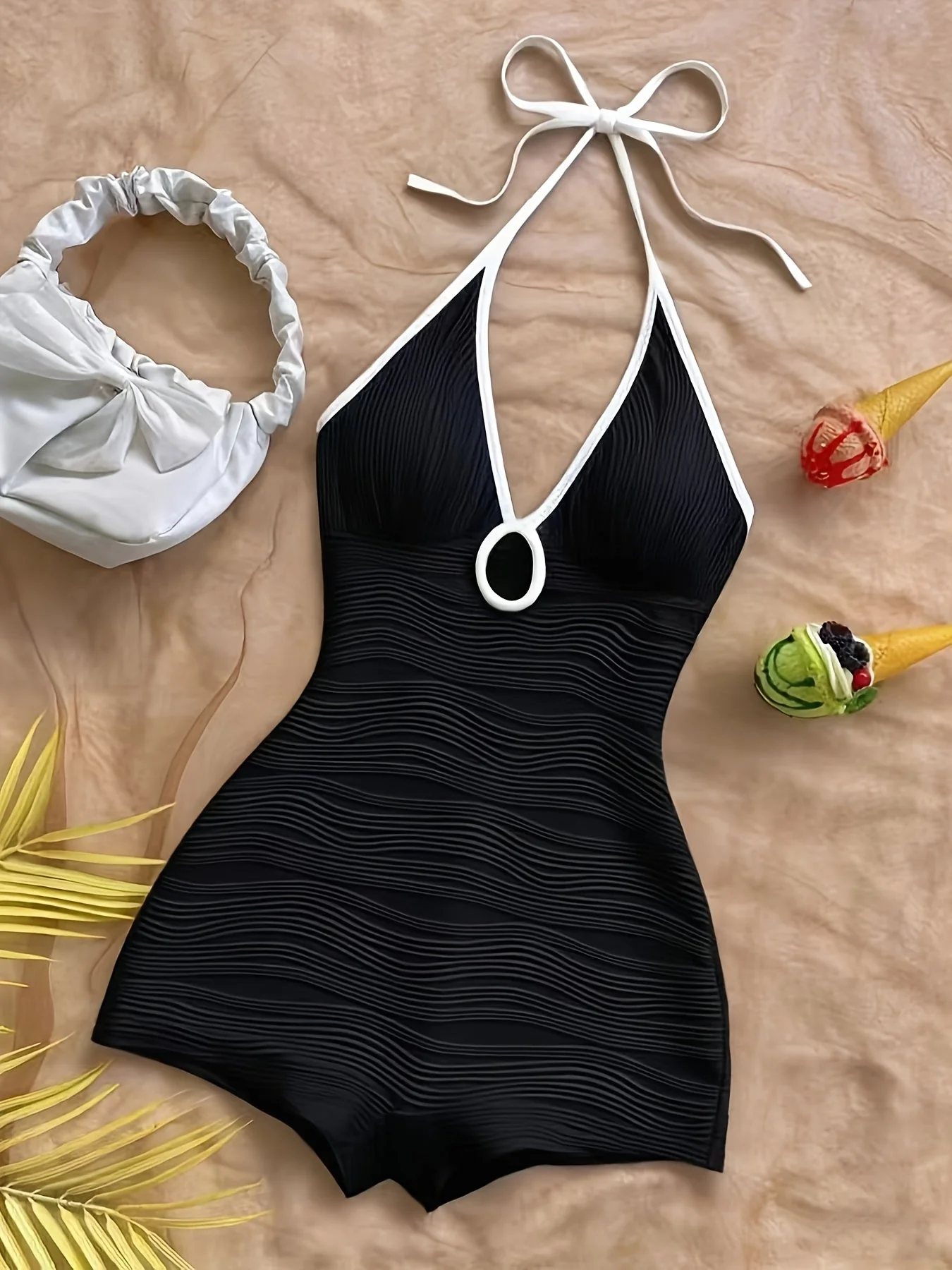 Damen Badeanzug mit Wellendesign und Boyshort-Schnitt – Eleganter Einteiler für Strand und Pool - Image 10
