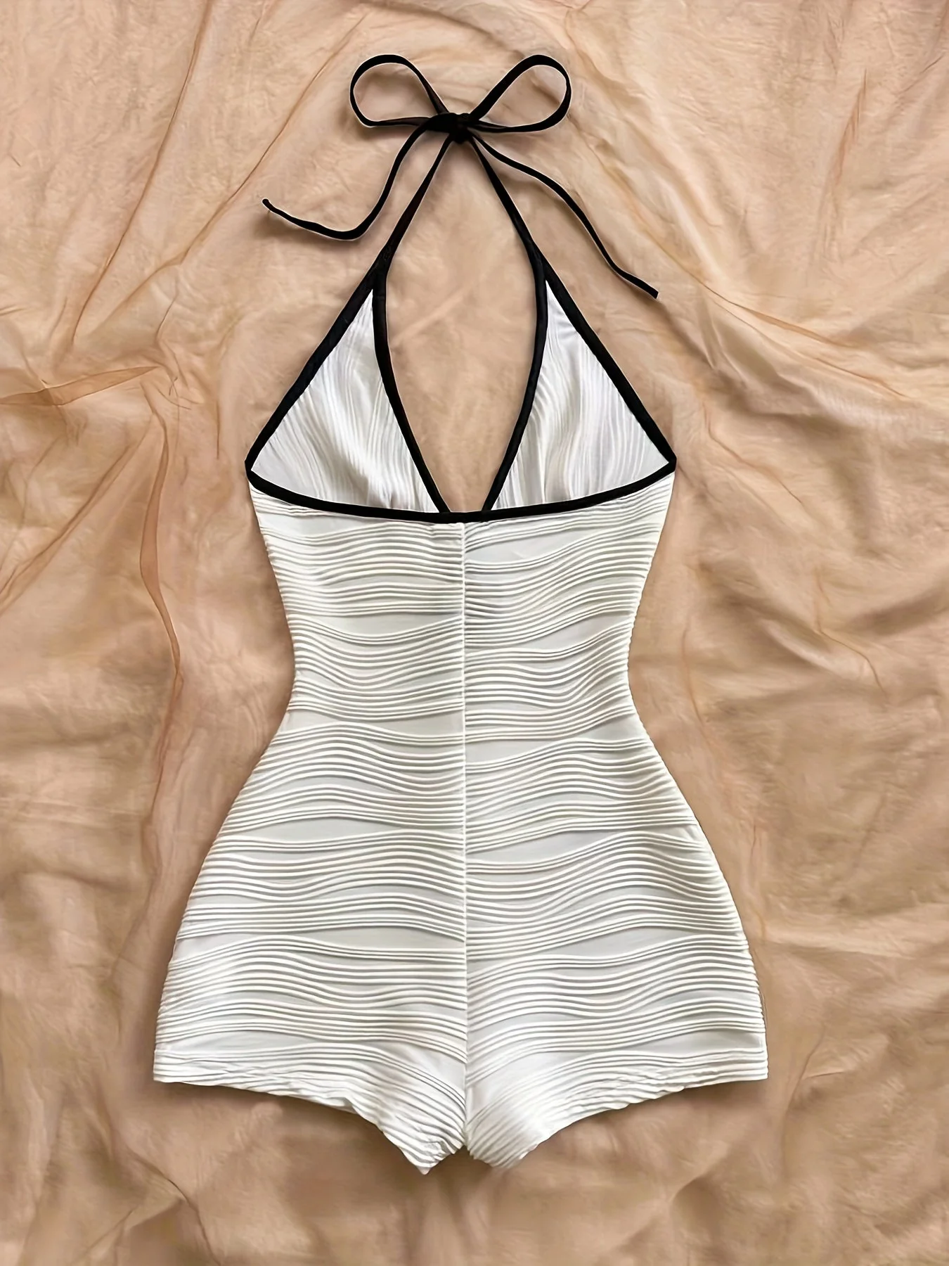 Damen Badeanzug mit Wellendesign und Boyshort-Schnitt – Eleganter Einteiler für Strand und Pool - Image 5