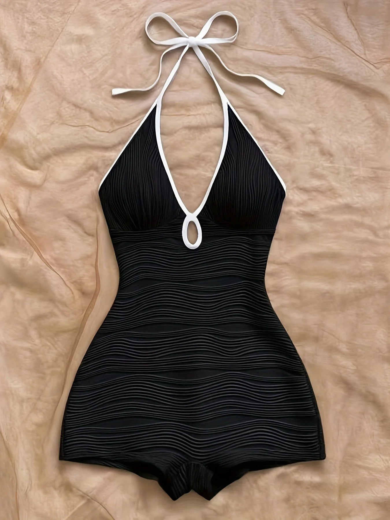 Damen Badeanzug mit Wellendesign und Boyshort-Schnitt – Eleganter Einteiler für Strand und Pool - Image 6
