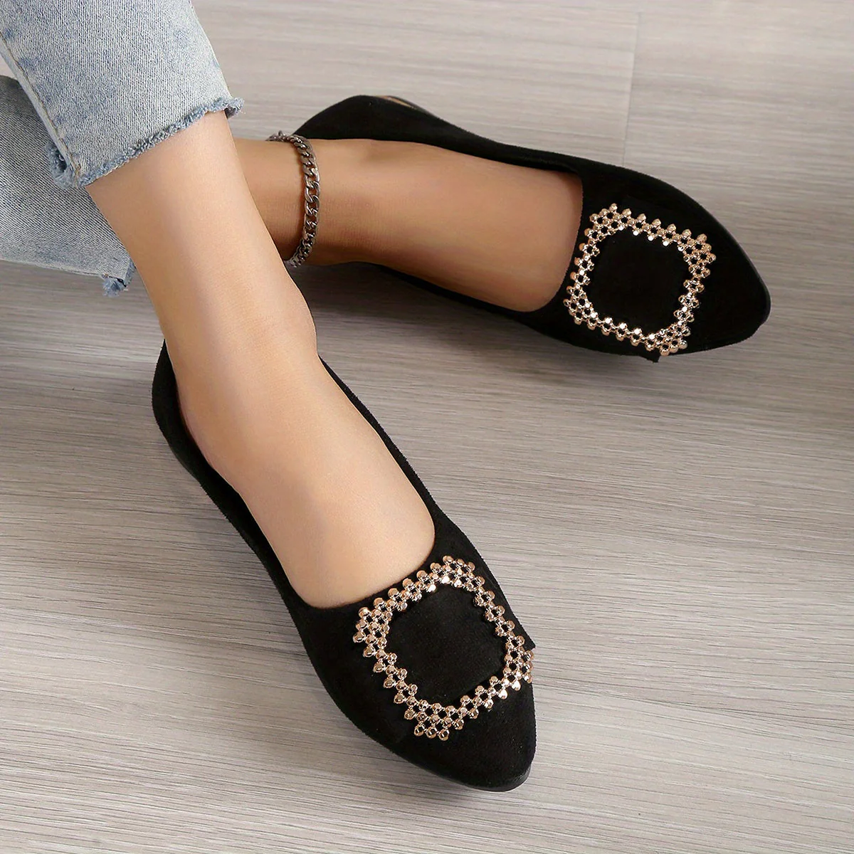 Damen Ballerinas mit Strassverzierung und spitzer Zehenpartie – Elegante Slip-On Schuhe für Alltag und Büro - Image 5
