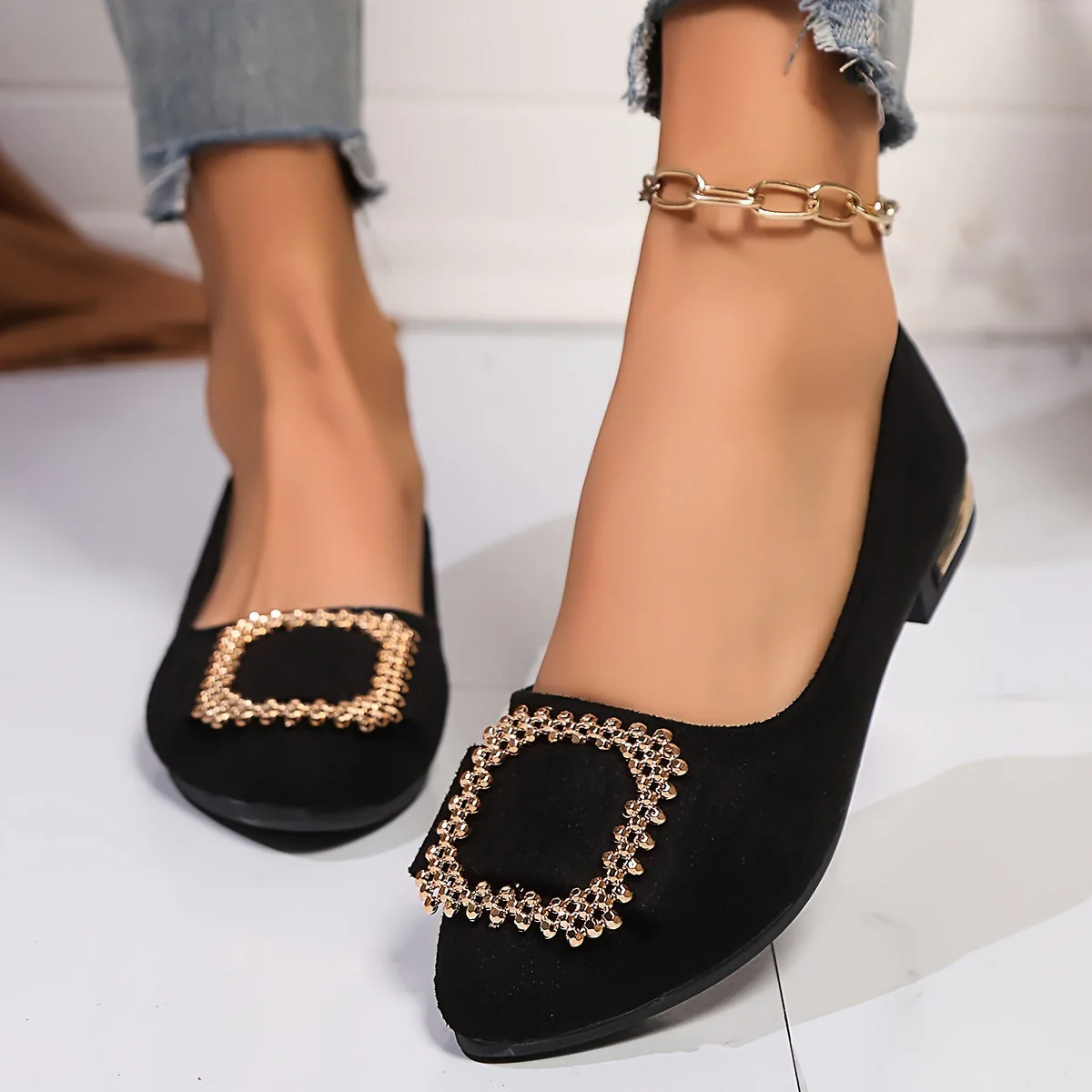 Damen Ballerinas mit Strassverzierung und spitzer Zehenpartie – Elegante Slip-On Schuhe für Alltag und Büro - Image 6