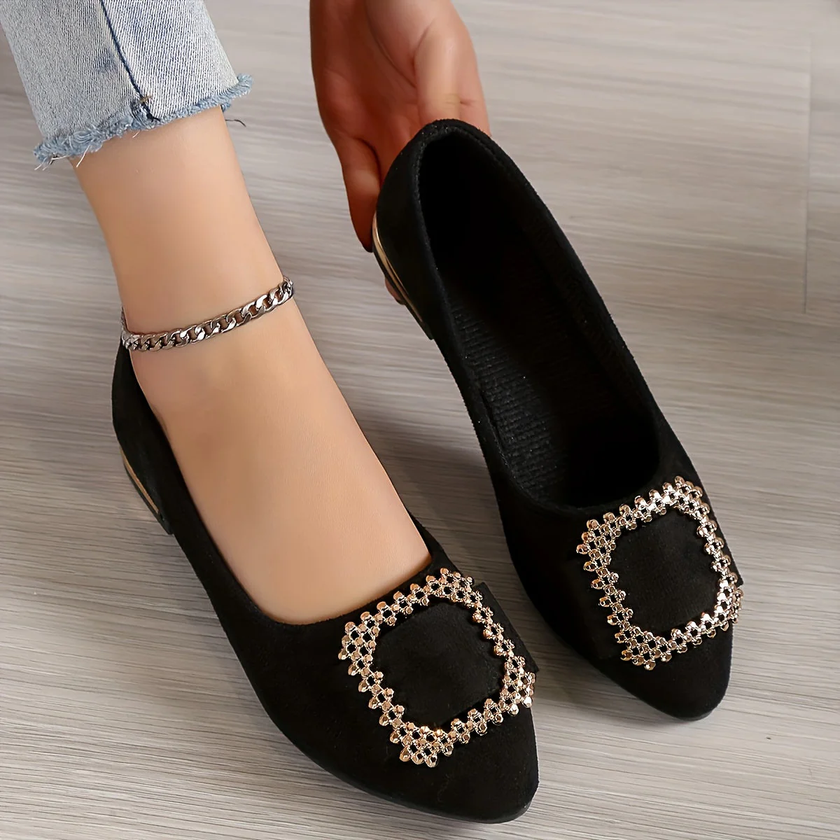 Damen Ballerinas mit Strassverzierung und spitzer Zehenpartie – Elegante Slip-On Schuhe für Alltag und Büro - Image 8