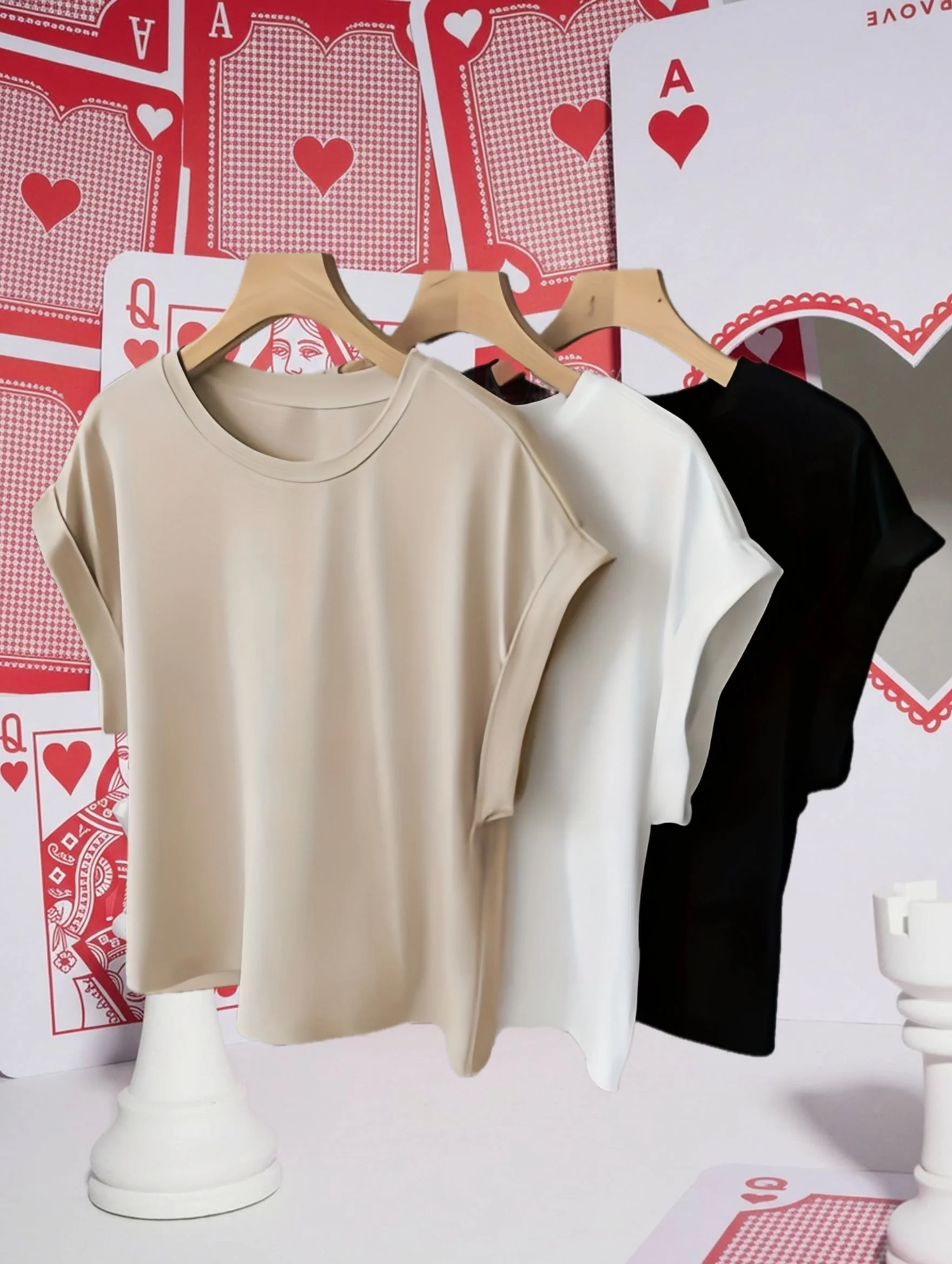 Damen Basic T-Shirt mit Umschlagärmeln – Stilvolles Everyday Essential für Freizeit und Büro