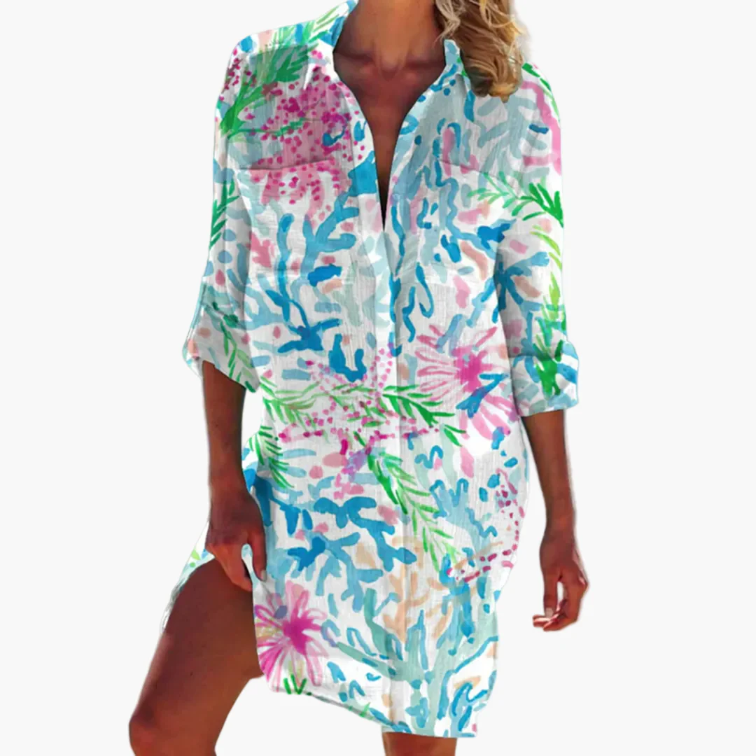 Damen Batik Hemdblusenkleid – Sommer Freizeitkleid für Strand & Urlaub - Image 10