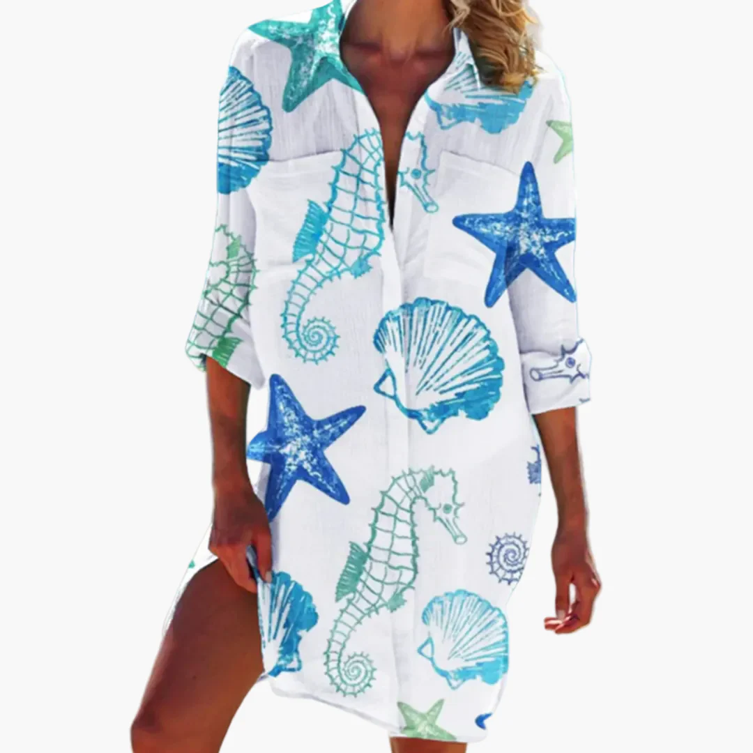 Damen Batik Hemdblusenkleid – Sommer Freizeitkleid für Strand & Urlaub - Image 2