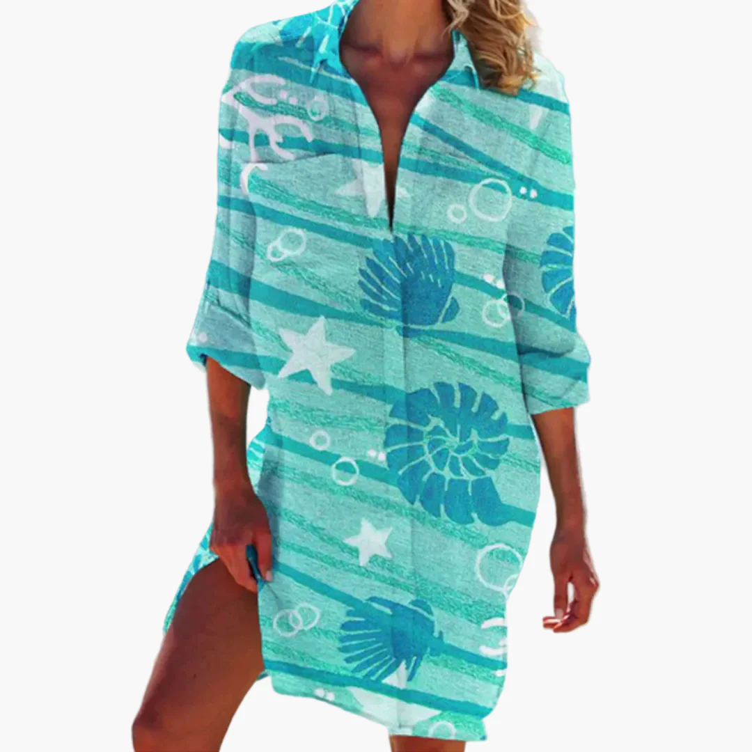 Damen Batik Hemdblusenkleid – Sommer Freizeitkleid für Strand & Urlaub - Image 3