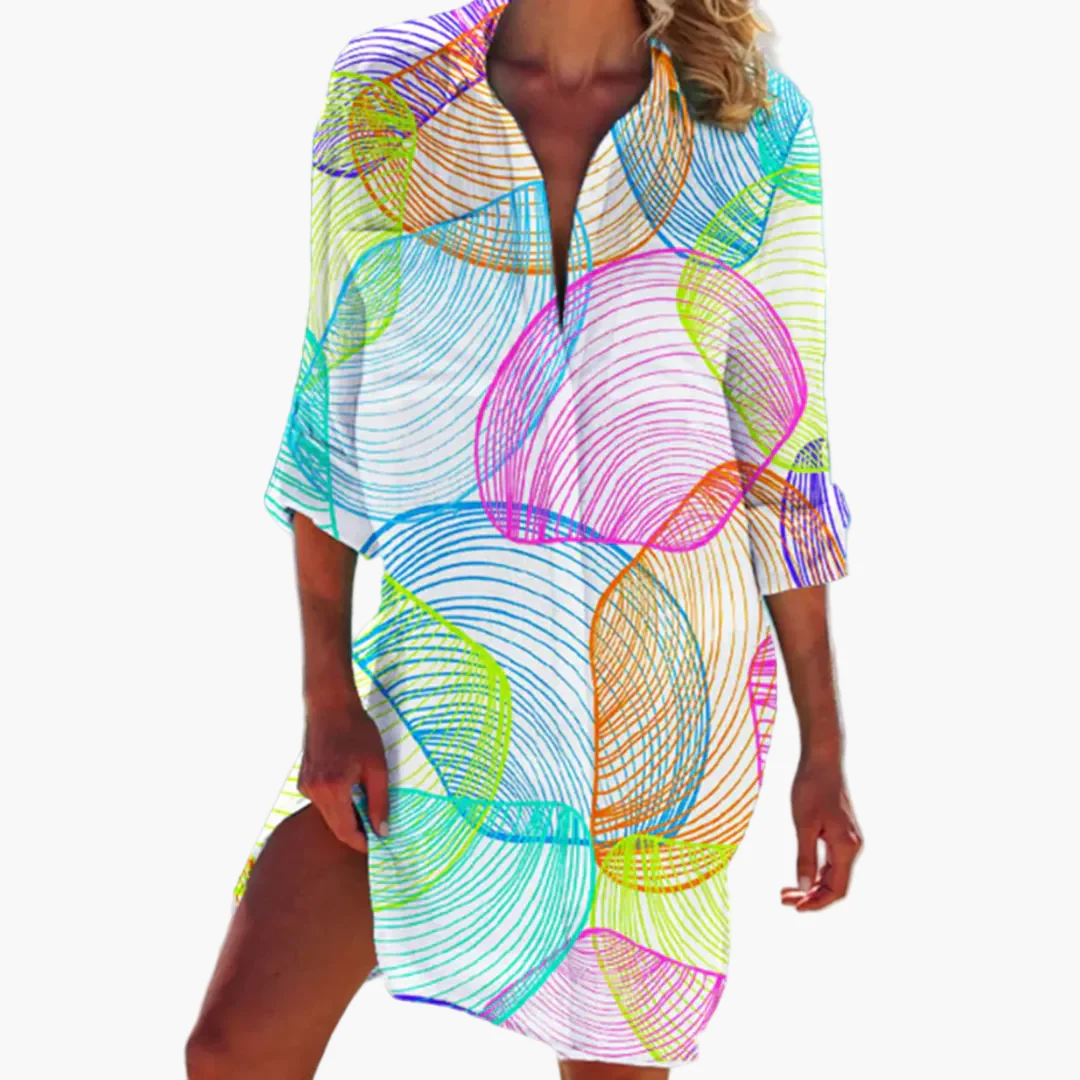 Damen Batik Hemdblusenkleid – Sommer Freizeitkleid für Strand & Urlaub - Image 4