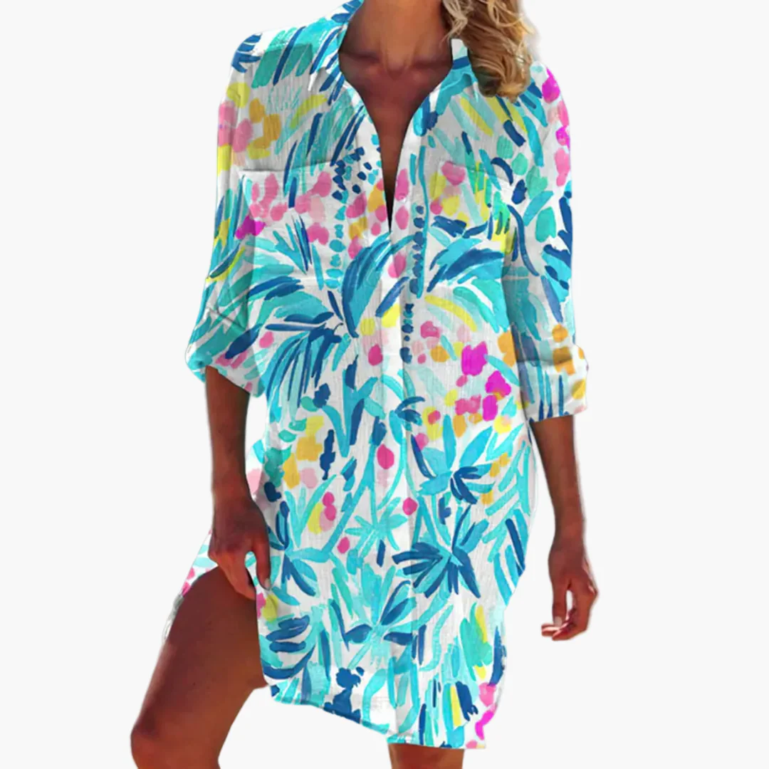 Damen Batik Hemdblusenkleid – Sommer Freizeitkleid für Strand & Urlaub - Image 7