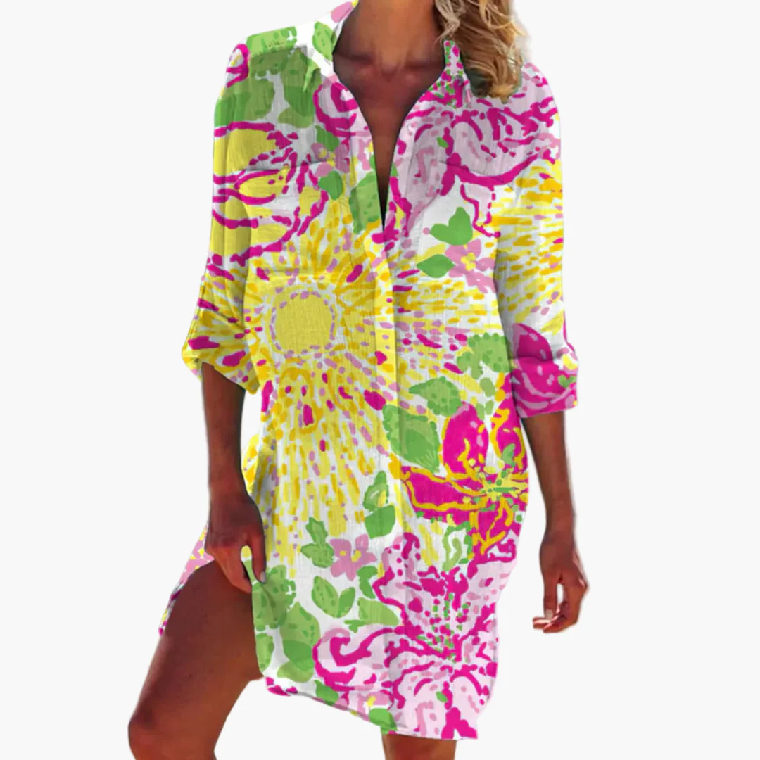 Damen Batik Hemdblusenkleid – Sommer Freizeitkleid für Strand & Urlaub - Image 9