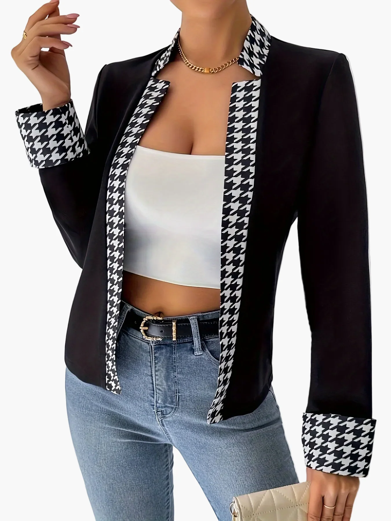 Damen Blazer im eleganten Hahnentritt-Design für Business und Alltag - Image 5