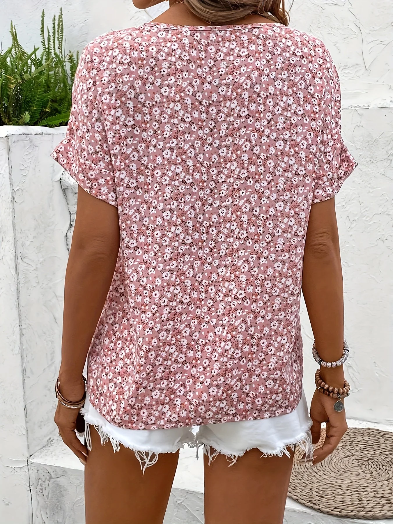 Damen Bluse mit Blumenmuster im eleganten Freizeitstil – Perfekt für Frühling und Sommer - Image 3